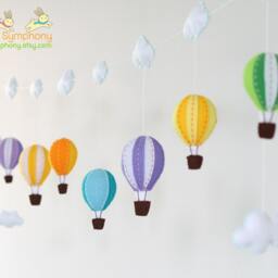 Handmade Felt Hot Air Balloon Garland - Baby Nursery Decor - thumbnail 3