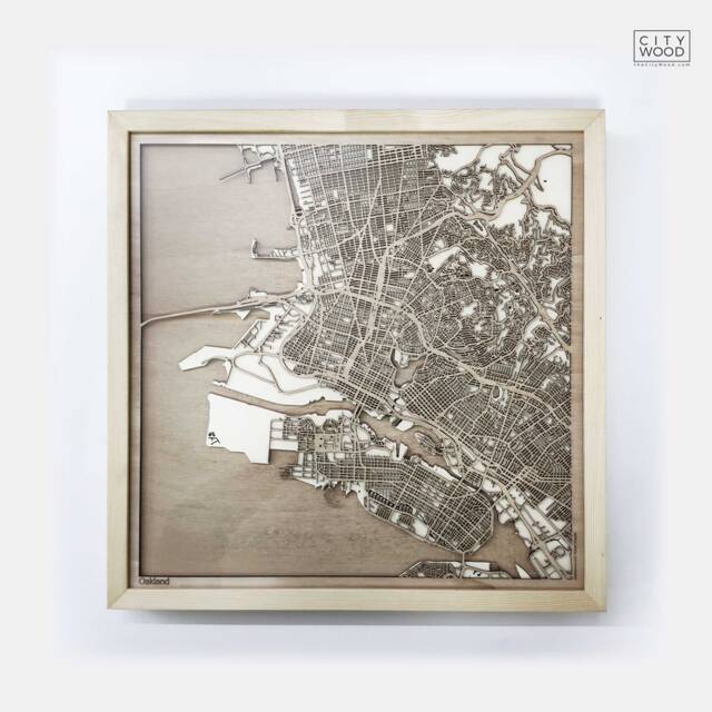 Oakland Wooden Street Map - Framed Laser Cut Minimalist Wall Art - image 1