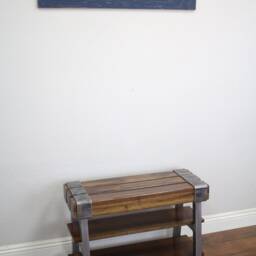 Industrial Wood & Steel Entryway Bench, Shoe Storage - thumbnail 3