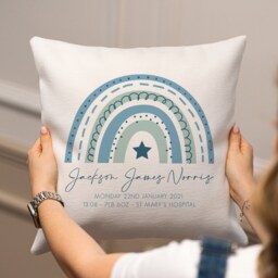 Personalised Rainbow Baby Cushion - Nursery Pillow Gift UK - thumbnail 2
