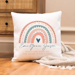 Personalised Rainbow Baby Cushion - Nursery Pillow Gift UK - thumbnail 1