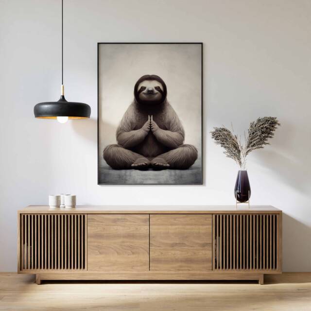 Sloth Print, Poster, Funny Animal D??cor, Wall Art, Yoga Modern Large Print - image 1