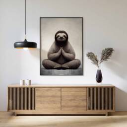 Sloth Print, Poster, Funny Animal D??cor, Wall Art, Yoga Modern Large Print - thumbnail 1