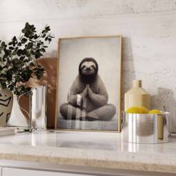 Sloth Print, Poster, Funny Animal D??cor, Wall Art, Yoga Modern Large Print - thumbnail 3
