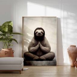 Sloth Print, Poster, Funny Animal D??cor, Wall Art, Yoga Modern Large Print - thumbnail 2