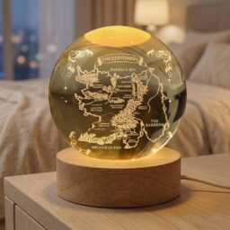 Fourth Wing Inspired Crystal Ball Night Light, 3D Fantasy Map Lamp, Custom Fictional World Bookish Gift For Reader - thumbnail 3