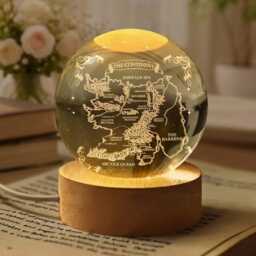 Fourth Wing Inspired Crystal Ball Night Light, 3D Fantasy Map Lamp, Custom Fictional World Bookish Gift For Reader - thumbnail 2