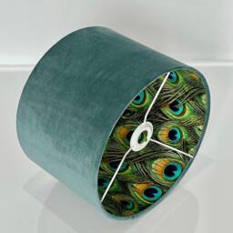 New Luxury Hq Double Sided Buck Egg Velvet & Peacock Feathers Combination Lamp Shade Pendant Light - thumbnail 3