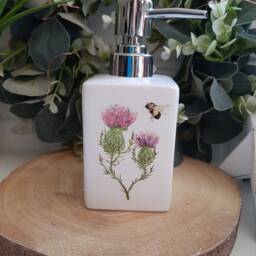 Beautiful Thistle & Bee Ceramic Soap Dispenser