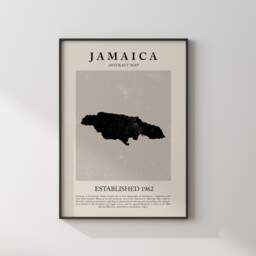 Jamaica Map Vintage Abstract Wall Art Print Picasso + Matisse Inspired Travel Poster - thumbnail 3