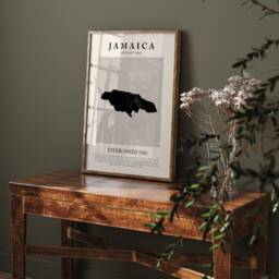 Jamaica Map Vintage Abstract Wall Art Print Picasso + Matisse Inspired Travel Poster - thumbnail 1