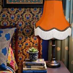 Traditional Burnt Orange Fabric Lampshade Handmade For Table & Floor Standard Lamps Shades, Wall Lights, Ceiling Light Pendants - thumbnail 2