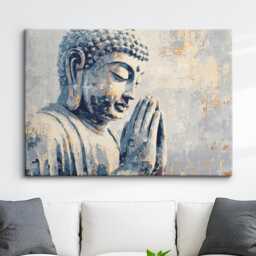 Buddha Art in Gold Style Abstract Oil Painting Buddhism Asia Spiritual Wall Decor Framed Canvas Poster For Home Religious Gifts - thumbnail 1