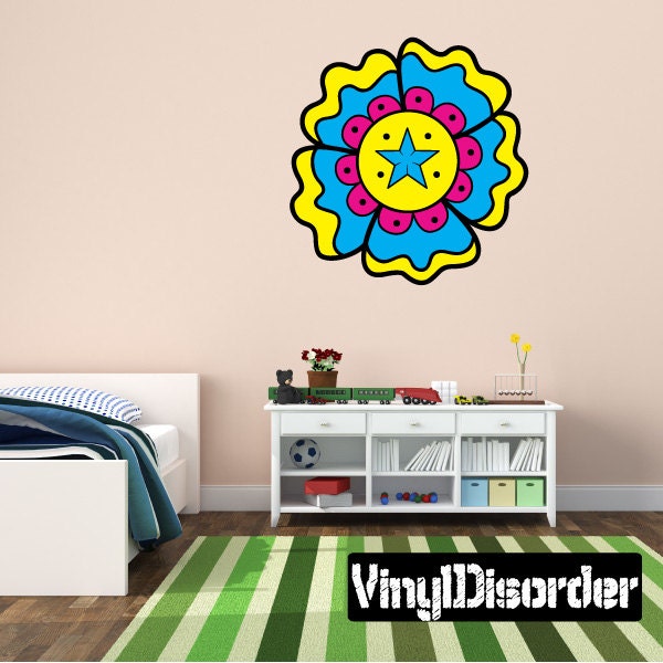 Sugar Skull Element Wall Decal - Fabric Vinyl Removable & Reusable Sugarskullelementuscolor008Et