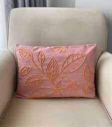 Handmade Punch Needle Pillow Cover Leaf Patterned Powder Pink Linen - 14x20
