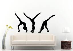 Three Rhythmic Gymnastics Gymnast Girls Females Silhouette Wall Decal Vinyl Sticker Mural Room Decor L784