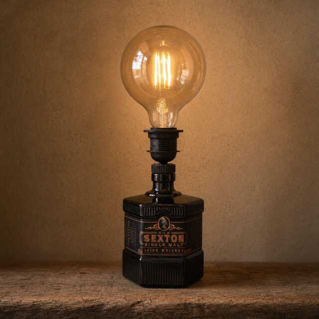 Sexton Irish Whiskey Bottle Lamp, Upcycled Light, Man Cave Home Bar Decor, Unique Gift For Him, Mood Lighting - image 1