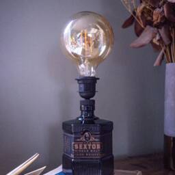 Sexton Irish Whiskey Bottle Lamp, Upcycled Light, Man Cave Home Bar Decor, Unique Gift For Him, Mood Lighting - thumbnail 3