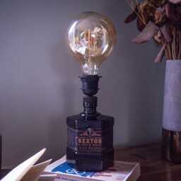 Sexton Irish Whiskey Bottle Lamp, Upcycled Light, Man Cave Home Bar Decor, Unique Gift For Him, Mood Lighting - thumbnail 2