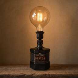 Sexton Irish Whiskey Bottle Lamp, Upcycled Light, Man Cave Home Bar Decor, Unique Gift For Him, Mood Lighting - thumbnail 1
