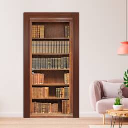 Door Wall Sticker Old Bookcase/ Bookcase Wrap/ Sticker/ Bookshelf /Wallpaper Bookshelf/ Mural - thumbnail 1