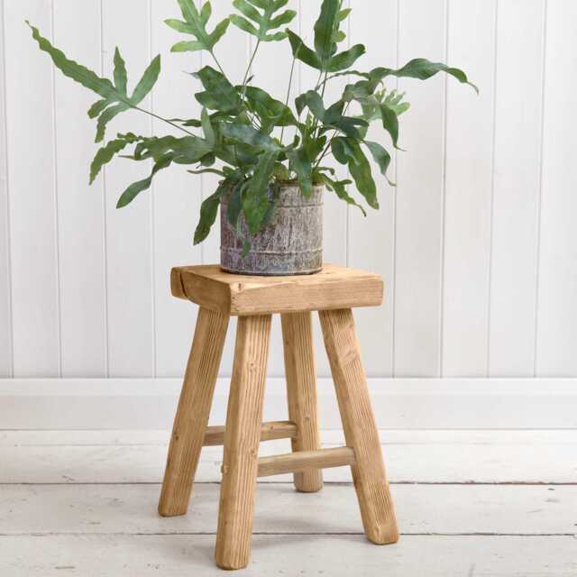Reclaimed Wooden Stool - Rustic Driftwood Square - Ben Simpson Furniture - image 1