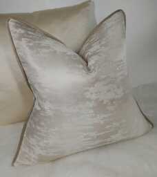 Neutral Oyster Beige Cushion Cover - Marble Pattern Luxury Pillow Cover, Textured Satin Piped Cushion, Modern Sofa Decorative