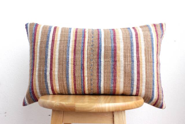 "Vintage Hmong Textile Pillow Case Handmade Embroidered Batik, 12"" X 20" - image 1