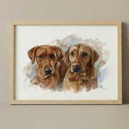 Custom Pet Portrait, Multiple Cats, Dogs Print, Painting Watercolour Style, Drawing Pet, Unframed Christmas Art - thumbnail 1