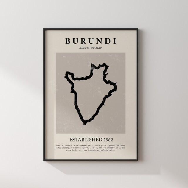 Burundi Map Vintage Abstract Wall Art Print Picasso + Matisse Inspired Travel Poster - image 1