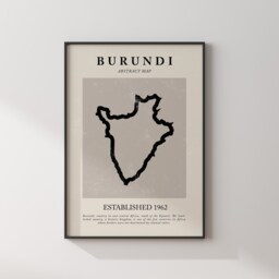 Burundi Map Vintage Abstract Wall Art Print Picasso + Matisse Inspired Travel Poster - thumbnail 1