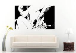 Girl Woman Anime With Dragon On Her Arm Holding A Flower Poster Wall Decal Vinyl Sticker Mural Room Decor L555 - thumbnail 1
