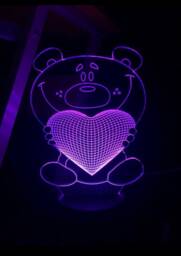 Bear With Heart 3D Illusion Smart App Control Night Light Bluetooth, Music, 7&16M Color Mobile App, Made in UK - thumbnail 1
