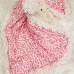 Pink Damask Baby Blanket With Matching Hat, Cotton Receiving - thumbnail 4