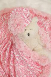 Pink Damask Baby Blanket With Matching Hat, Cotton Receiving