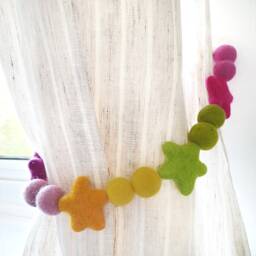 Bright Star Curtain Felt Ball Pom Tie Backs, Holdbacks