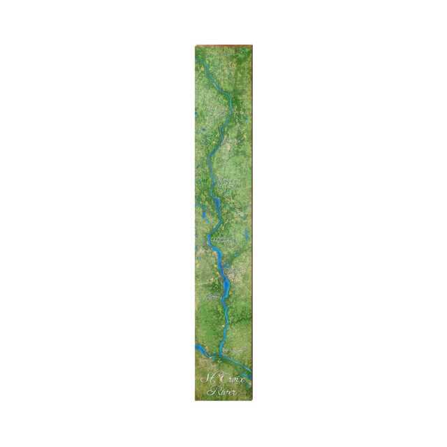st. Croix River Map Sign - Wall Art Print On Real Wood