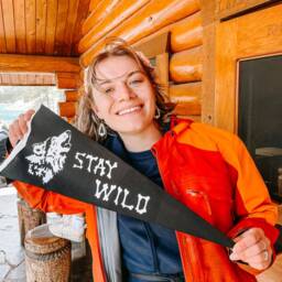 stay Wild Wolf Pennant Flag/Felt Pennant Wall Hanging Banner Gallery Outdoors Husky Adventure Kids Bedroom Wild Child - thumbnail 3