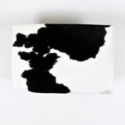Black & White Cowhide Footstool, Modern Tapered Leg, 316 - thumbnail 3