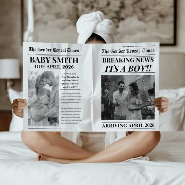 Custom Printed & Shipped Newspaper, Gender Reveal, Baby Announcement Large Newspaper Editable - image 1