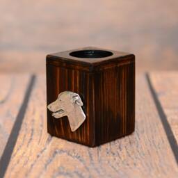 Grey Hound - Wooden Candlestick With Dog, Souvenir, Decoration, Limited Edition, Collection - thumbnail 2