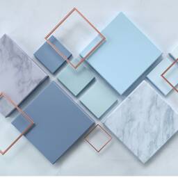 3D Geometric Wallpaper, Blue Marble Square Wall Mural, Peel & Stick - thumbnail 3