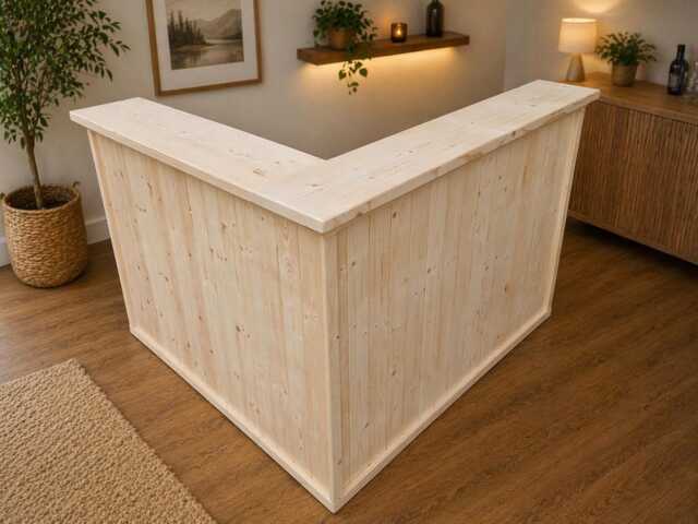 Home Interior Bar Man Cave Wooden Pub Counter Reception Desk L Shaped 1450mmx1450mm - image 1