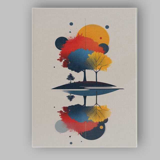 Colourful Abstract Forest Reflection Modern Landscape Canvas Wall Art Print Decor Picture Ready To Hang - image 1