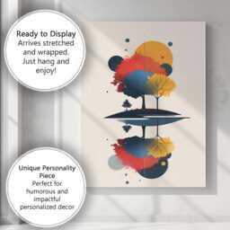 Colourful Abstract Forest Reflection Modern Landscape Canvas Wall Art Print Decor Picture Ready To Hang - thumbnail 3