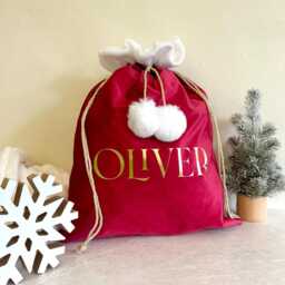 Personalised Luxury Velvet Christmas Sack, Present Xmas Decoration, Gift For Her - thumbnail 3