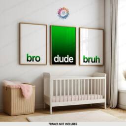 Green Boys Room Decor - Set Of 3 Prints - Teen Bedroom Art Boy Gamer Gift Bro Dude Bruh Gaming Wall Artwork Birthday Present Gifts - thumbnail 2