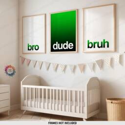 Green Boys Room Decor - Set Of 3 Prints - Teen Bedroom Art Boy Gamer Gift Bro Dude Bruh Gaming Wall Artwork Birthday Present Gifts - thumbnail 1