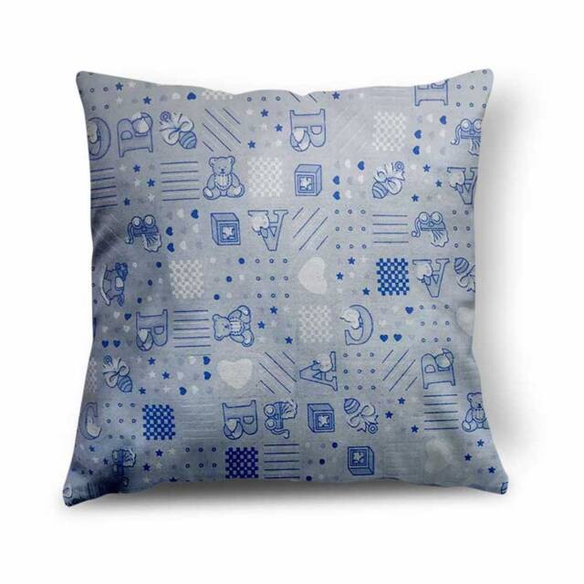 Handmade Alphabet & Teddy Baby Design Blue Cushion. Size 40 X 40cm - 16??? 16??? Cus21 - image 1