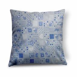 Handmade Alphabet & Teddy Baby Design Blue Cushion. Size 40 X 40cm - 16??? 16??? Cus21 - thumbnail 1